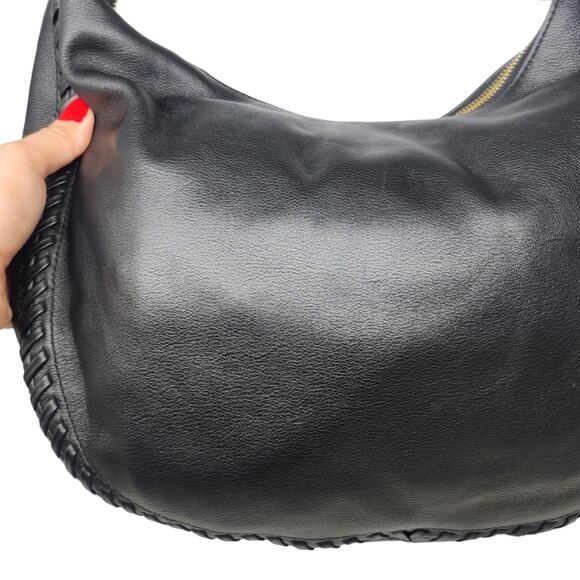 Michael Kors Handbag Purse Black Leather Gold Tassel Fringe Crescent Shoulder - Picture 11 of 13